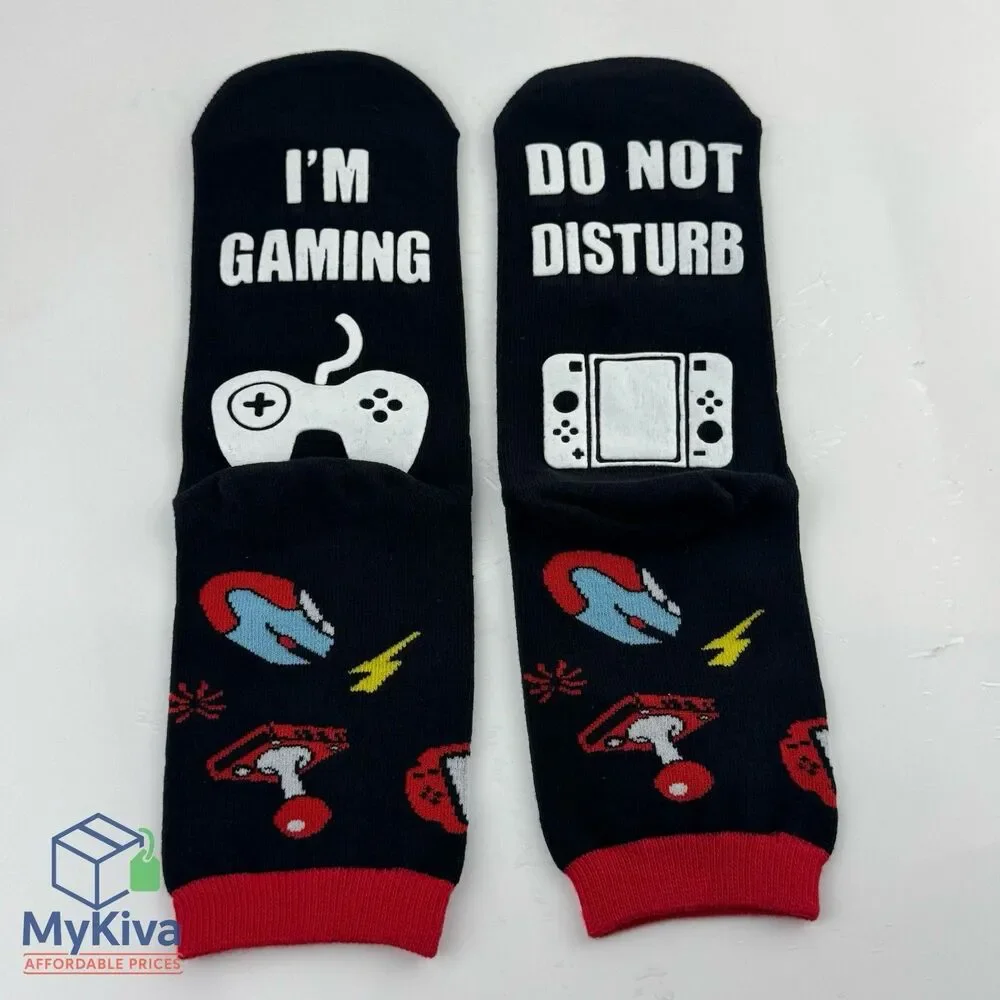 Socks gaming do not disturb funny novelty black crew unisex gamer cotton gift